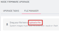   Image of Lighthouse UI showing how to upload a firmware upgrade file